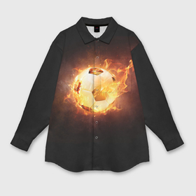 Мужская рубашка oversize 3D с принтом Огненный мяч в Новосибирске,  |  | мяч | огненный | спорт | футбол