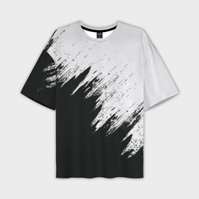 Мужская футболка oversize 3D с принтом Краска и ничего лишнего в Санкт-Петербурге,  |  | белый | дизайн | капли | краска | монохромный | разводы | черный