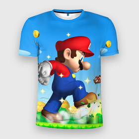 Мужская футболка 3D Slim с принтом Mario в Белгороде, 100% полиэстер с улучшенными характеристиками | приталенный силуэт, круглая горловина, широкие плечи, сужается к линии бедра | nintendo | марио | нинтендо
