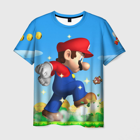 Мужская футболка 3D с принтом Mario в Белгороде, 100% полиэфир | прямой крой, круглый вырез горловины, длина до линии бедер | nintendo | марио | нинтендо
