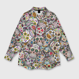 Мужская рубашка oversize 3D с принтом Мексиканские черепа в Тюмени,  |  | Тематика изображения на принте: calavera | sugar skull | день мертвых | мексика | традиция | узоры | цветы