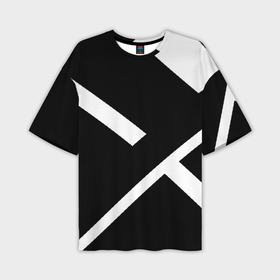Мужская футболка oversize 3D с принтом Black and White в Кировске,  |  | Тематика изображения на принте: белый | геометрия | полосы | черный