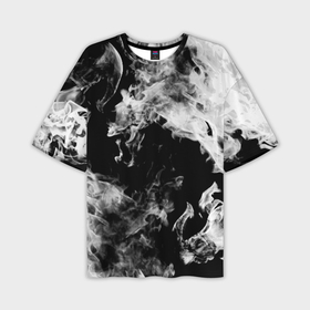 Мужская футболка oversize 3D с принтом Дым в Тюмени,  |  | огонь | черно белый