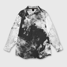 Мужская рубашка oversize 3D с принтом Дым в Тюмени,  |  | огонь | черно белый