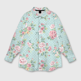Мужская рубашка oversize 3D с принтом Цветы ретро 1 ,  |  |   | винтаж | прованс | роза | роспись | узор | цветок | цветы