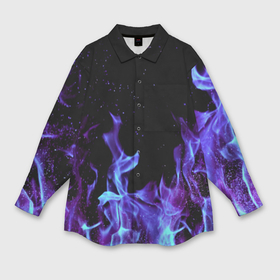 Мужская рубашка oversize 3D с принтом Синий огонь в Белгороде,  |  | Тематика изображения на принте: дым | разные | синий | цветные