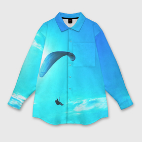 Мужская рубашка oversize 3D с принтом Прыжок с парапланом в Кировске,  |  | парашют | прыжок | синяя