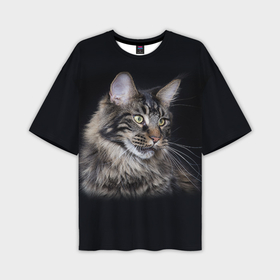 Мужская футболка oversize 3D с принтом Мейн кун 5 в Кировске,  |  | кот | котенок | котик | котэ | кошка | мейн кун | мейнкун | мэйн кун | мэйнкун