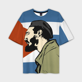 Мужская футболка OVERSIZE 3D с принтом Patria   Fidel Castro в Курске,  |  | che | patria o muerte | кастро | куба | о.м.с.к. | революция | ссср | фидель | фидель кастро