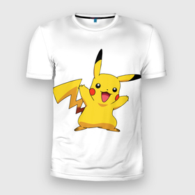 Мужская футболка 3D спортивная с принтом Pikachu в Петрозаводске, 100% полиэстер с улучшенными характеристиками | приталенный силуэт, круглая горловина, широкие плечи, сужается к линии бедра | pikachu