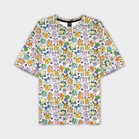 Мужская футболка oversize 3D с принтом Pokemon Doodle Big в Курске,  |  | pokemon go | бульбозавр | пикачу | покебол | покемон | покемоны | псидак | слоупок | снорлакс | чермандер