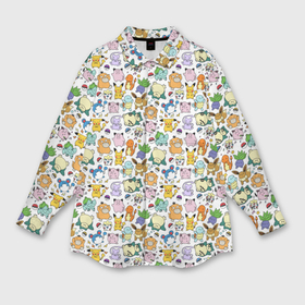 Мужская рубашка oversize 3D с принтом Pokemon Doodle Big в Курске,  |  | pokemon go | бульбозавр | пикачу | покебол | покемон | покемоны | псидак | слоупок | снорлакс | чермандер