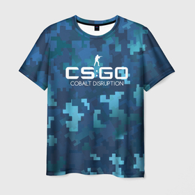 Мужская футболка 3D с принтом cs:go - Cobalt Disruption (Ржавый кобальт) в Кировске, 100% полиэфир | прямой крой, круглый вырез горловины, длина до линии бедер | cobalt | cs | csgo | desert | disruption | eagle | го | кобальт | кс | ржавый