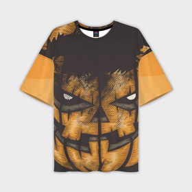 Мужская футболка OVERSIZE 3D с принтом Helloween squash в Екатеринбурге,  |  | helloween | святых | тыква | хеллуин | хэллоуин | череп