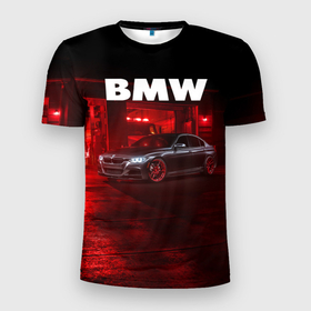 Мужская футболка 3D Slim с принтом BMW в Курске, 100% полиэстер с улучшенными характеристиками | приталенный силуэт, круглая горловина, широкие плечи, сужается к линии бедра | bmw | авто | автомобиль | бмв | бумер | водитель | гараж | машина | тачка