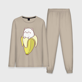 Мужская пижама с лонгсливом хлопок с принтом Бананька котик в Белгороде,  |  | бананька
