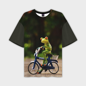 Мужская футболка oversize 3D с принтом Лягушка в Курске,  |  | Тематика изображения на принте: велосипед | жаба | животные | лягушка | мини | фигурка