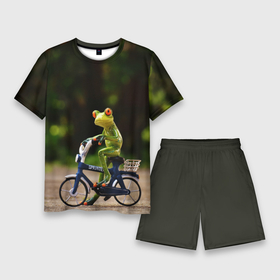 Мужской костюм с шортами 3D с принтом Лягушка в Курске,  |  | Тематика изображения на принте: велосипед | жаба | животные | лягушка | мини | фигурка