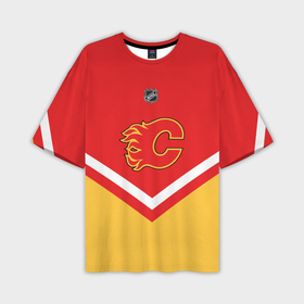 Мужская футболка oversize 3D с принтом Calgary Flames эмблема в Курске,  |  | Тематика изображения на принте: 