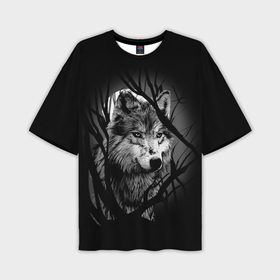 Мужская футболка oversize 3D с принтом Серый волк в Тюмени,  |  | animal | beast | grey | roar | wolf | волк | животное | зверь | рык | серый