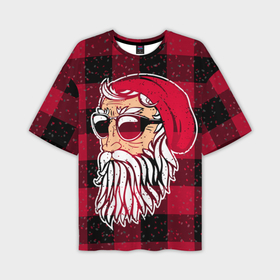 Мужская футболка OVERSIZE 3D с принтом Санта хипстер ,  |  | Тематика изображения на принте: борода | зима | новый год | очки | праздник | рождество | санта | хипстер