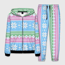 Мужской костюм 3D с принтом Норвежские узоры , 100% полиэстер | Манжеты и пояс оформлены тканевой резинкой, двухслойный капюшон со шнурком для регулировки, карманы спереди | зима | нг | новый год | норвежские узоры | рождество | свитер | снег