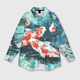 Мужская рубашка oversize 3D с принтом Koi Fish карпы кои ,  |  | bright | brocade | carp | color | decorative | depth | exotic | fish | koi | koi fish | sea | water | вода | глубина | декоративные | карпы | кои | море | парчовый | рыбки | цвет | экзотические | яркий
