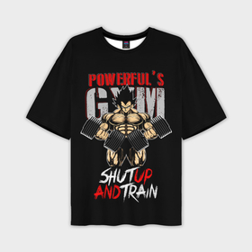 Мужская футболка oversize 3D с принтом Powerfuls Gym ,  |  | dragon ball | powerful | strong | workout | воркаут | драгон бол