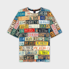 Мужская футболка oversize 3D с принтом Автомобильные номера мира ,  |  | Тематика изображения на принте: art | collage | country | number | retro | road | world | автомобильные | искусство | коллаж | мир | номера | ретро | страны