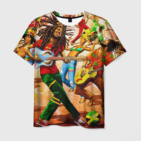 Мужская футболка 3D с принтом Боб Марли   вечеринка в Санкт-Петербурге, 100% полиэфир | прямой крой, круглый вырез горловины, длина до линии бедер | reggae bob marley | праздник | регги | танцы
