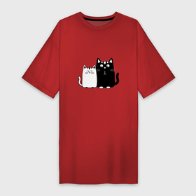 Платье-футболка хлопок с принтом Влюбленные коты в Белгороде,  |  | 14 февраля | влюбленным | девушке | кот | коты | котята. | кошка | любовь | мужчине | парню | подарок