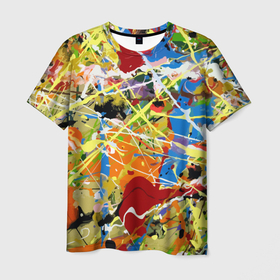 Мужская футболка 3D с принтом Абстрактное искусство   яркие брызги , 100% полиэфир | прямой крой, круглый вырез горловины, длина до линии бедер | 