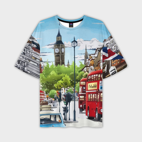 Мужская футболка oversize 3D с принтом Улицы Лондона в Тюмени,  |  | city | england | london | united kingdom | англия | великобритания | город | лондон