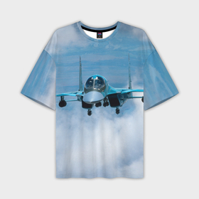 Мужская футболка oversize 3D с принтом Су 34 в Тюмени,  |  | Тематика изображения на принте: самолет