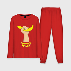 Мужская пижама с лонгсливом хлопок с принтом Сила бананов в Белгороде,  |  | Тематика изображения на принте: banana | power | банан | банана | еда | пальма | сила