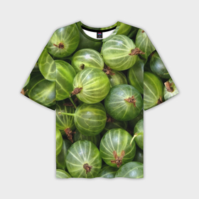 Мужская футболка oversize 3D с принтом Крыжовник в Тюмени,  |  | еда | зеленый | крыжовник | растения | текстура | фрукты | ягоды