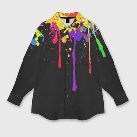 Мужская рубашка oversize 3D с принтом Краски в Новосибирске,  |  | брызги | капли | кляксы | краски | спектр | яркие