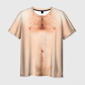 Мужская футболка 3D с принтом Мужская грудь в Тюмени, 100% полиэфир | прямой крой, круглый вырез горловины, длина до линии бедер | 