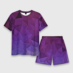 Мужской костюм с шортами 3D с принтом Фиолетовые грани в Петрозаводске,  |  | abstract | abstraction | color | geometry | mirror | polygon | абстракция | геометрия | грани | линии | полигоны | сочетания | стекло | треугольники