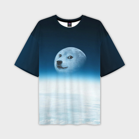 Мужская футболка oversize 3D с принтом Doge ,  |  | meme | доге | космос | луна