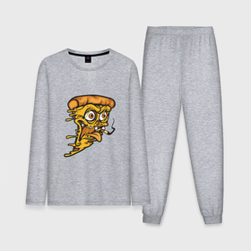 Мужская пижама хлопок (с лонгсливом) с принтом Crazy pizza в Курске,  |  | 