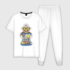 Мужская пижама хлопок с принтом Марио и ненависть в Лас Вегасе в Курске, 100% хлопок | брюки и футболка прямого кроя, без карманов, на брюках мягкая резинка на поясе и по низу штанин
 | бонусы | грибы | денди | звезда | игра | молоток | перо | сега | цветы | чемодан | яйцо