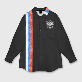 Мужская рубашка oversize 3D с принтом Russia   Black collection 2023 в Курске,  |  | 