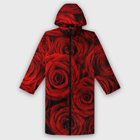 Мужской дождевик 3D с принтом Красные розы в Кировске,  |  | букет | красный | розы | цветы