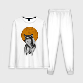 Мужская пижама с лонгсливом хлопок с принтом Луна ,  |  | moon | wolf | вой | луна | мозаика