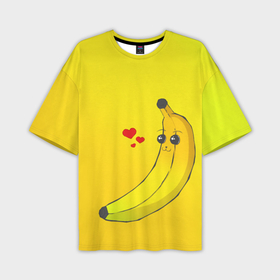 Мужская футболка oversize 3D с принтом Kawaii Banana love   full yellow в Белгороде,  |  | Тематика изображения на принте: banana | банан | желтый | оранжевый | фрукты