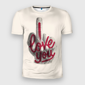 Мужская футболка 3D спортивная с принтом I Love You в Белгороде, 100% полиэстер с улучшенными характеристиками | приталенный силуэт, круглая горловина, широкие плечи, сужается к линии бедра | love | mickey | swag | девушка | лучшая | лучшие | любовь | позитив | рука | трап | тренды