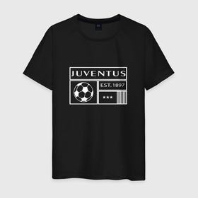 Мужская футболка хлопок с принтом Juventus - EST.1897 в Екатеринбурге, 100% хлопок | прямой крой, круглый вырез горловины, длина до линии бедер, слегка спущенное плечо. | 0x000000123 | juve | juventus | юве | ювентус