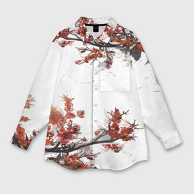 Мужская рубашка oversize 3D с принтом Сакура в Санкт-Петербурге,  |  | Тематика изображения на принте: blossom | flower | бабочки | весна | лето | природа | расцвет | цвет | цветение | цветковое растение | цветок