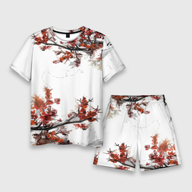 Мужской костюм с шортами 3D с принтом Сакура в Курске,  |  | blossom | flower | бабочки | весна | лето | природа | расцвет | цвет | цветение | цветковое растение | цветок